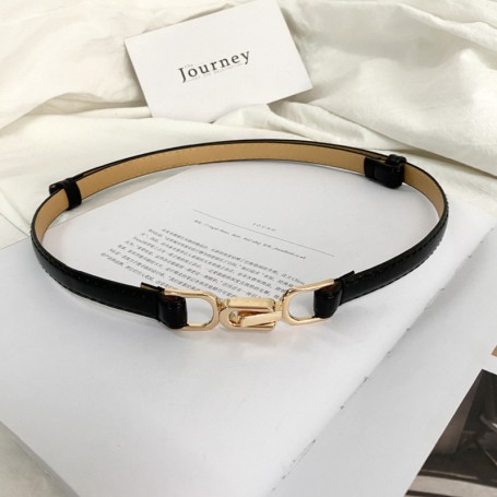 Adjustable PU Leather Ladies Dress Belts Skinny Thin Women Waist Belts Strap Gold Color Buckle Female Belts
