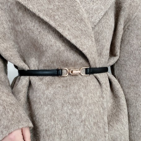 Adjustable PU Leather Ladies Dress Belts Skinny Thin Women Waist Belts Strap Gold Color Buckle Female Belts