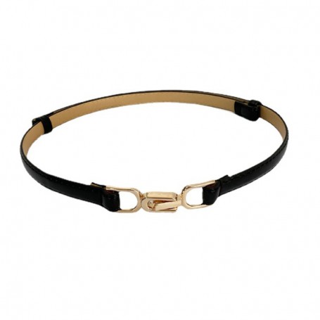 Adjustable PU Leather Ladies Dress Belts Skinny Thin Women Waist Belts Strap Gold Color Buckle Female Belts