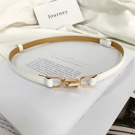 Adjustable PU Leather Ladies Dress Belts Skinny Thin Women Waist Belts Strap Gold Color Buckle Female Belts