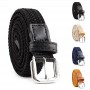 Braided Jeans Belts Alloy Pin Buckle Woven Waistband Canvas Elastic Belt Unisex Thin Belt Fashion Casual Stretch Tactical Strap