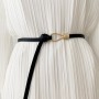 Women Belts  Golden Buckle PU Leather Dress Waist Belts Casual Black Ladies Button Up Designer Waistband