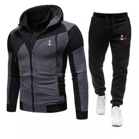 Two-Piece Tracksuit Warm Jacket Pants Set Zipper Jacket Outdoor Hoodie Outdoor Jogging Sports Suit
