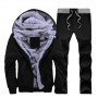 Tracksuit Men Winter Thick Inner Fleece Set Hat Casual Active Suit Men Zipper Man Outwear 2PC Jacket+Pants