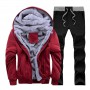 Tracksuit Men Winter Thick Inner Fleece Set Hat Casual Active Suit Men Zipper Man Outwear 2PC Jacket+Pants