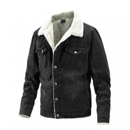 Denim Jackets Fleece Thicken Casual Outdoor Warm Jackets Men Bomber