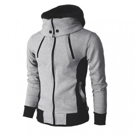 Zipper Men Jackets  Casual Fleece Coats Bomber Jacket Scarf Collar Fashion Hooded Male Outwear Slim Fit Hoody