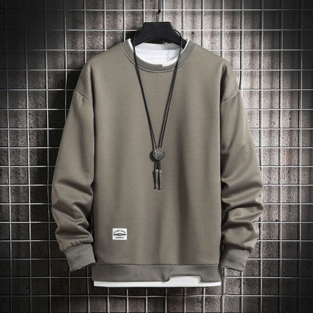 New Fashion Men's Solid Color Casual Sweatshirts Long Sleeve O-Neck Loose Style Male Sweatshirts
