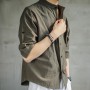 Cotton Linen Shirt Male Short Sleeve Shirt Loose Large Size Men's Chinese Style Cotton Linen Half Sleeve Men's Casual Jacket Top