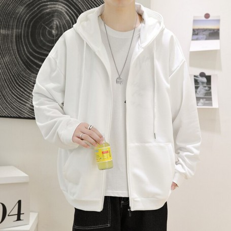 Men’s Hooded Sweatshirt Solid Color Hoodie Men Casual Cardigan Hoody   Zipper Hoodies Mens Loose Tracksuits