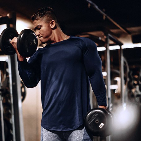 New Long Sleeve Shirts for Men Bodybuilding Workout Gym Fitness Training Shirts Casual sports jogging shirt