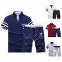 Polo Shirt Mens Short Sleeve Polo + Shorts Suit Male Solid Jersey Breathable 2PC Top Short Set Fitness Sportsuits Set Men
