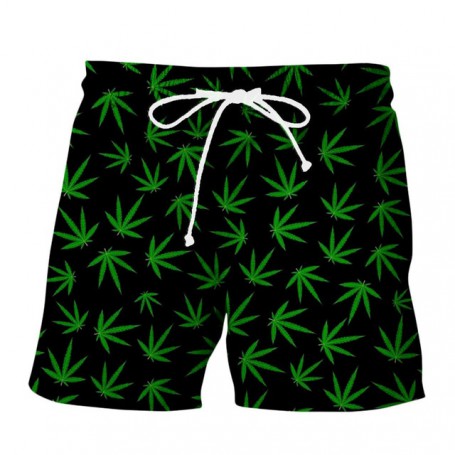 Leaves 3D Printing Men Women Holiday Beach Shorts Funny Green grass Board Shorts Cool Swimming Trunks Size S-6XL