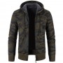Men's Knitted Cardigan Camouflage Printed Sweater Jacket Casual Trend Loose Hooded Jacket