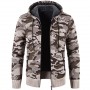Men's Knitted Cardigan Camouflage Printed Sweater Jacket Casual Trend Loose Hooded Jacket
