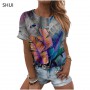 Fashion Pullover Printed  top femme Round Neck Loose Casual Plant Style HARAJUKU SHIRT Summer New Women's Large Size 6XL