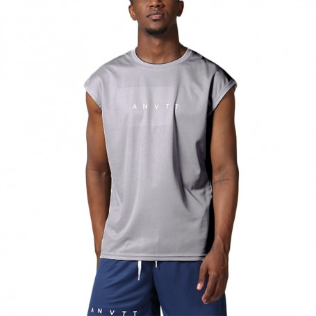 Douhoow Men Quick-Dry Tank Tops Summer Sports Fitness Vest Sleeveless Wide-Shoulder Letter Print Round Neck Workout Muscle Tops