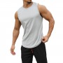 Breathable Sleeveless Round Neck Solid Color Tops Running Fitness Tops for Men Clothing