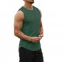Breathable Sleeveless Round Neck Solid Color Tops Running Fitness Tops for Men Clothing