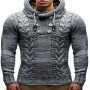 Mens Fashion Solid Color Knit Hooded Sweaters Round Neck Long Sleeve Slim Fit Pullover Tops Autumn Winter Male Casual Sportswear