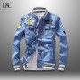 Denim Jacket Men Autumn Fashion Cool Trendy Mens Jean Jackets Spring Casual Coat Outwear Stand Collar Motorcycle Cowboy
