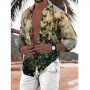 Men Shirt Streetwear  Baggy Retro Printed Linen Tops Long Sleeve Button Hawaiian Loose Shirt Men Plus Size S-3xl