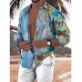 Men Shirt Streetwear  Baggy Retro Printed Linen Tops Long Sleeve Button Hawaiian Loose Shirt Men Plus Size S-3xl
