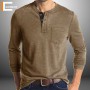 Men's Slim Henry Polo Shirt Men's Polo Shirt Single-breasted Men Solid Polo Shirts Brand Men Long Sleeved Shirt Autumn Shirt Man