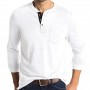 Men's Slim Henry Polo Shirt Men's Polo Shirt Single-breasted Men Solid Polo Shirts Brand Men Long Sleeved Shirt Autumn Shirt Man