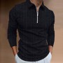 Men Long Sleeve Polo Shirt Zipper Design Turn down collar pure Color Polos Male Clothing Streetwear Casual Fashion Men Tops