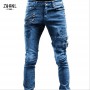 Black or Blue  Slim  Leg Jeans Man Pants Cacual Ripped Jeans Male Streetwear Youth Man Clothes Moto Harajuku Long Denim Trousers