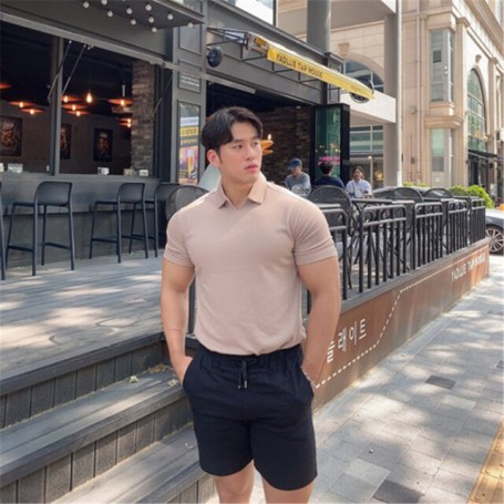 Casual Polo T Shirt Men Gyms Fitness Short Sleeve T-shirt Male Bodybuilding Workout summer Polo Tees Top Streetwear