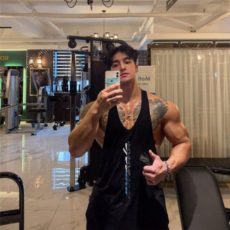 Summer cotton print fitness Men's vest jogger brand bodybuilding men's sportswear fashion casual sleeveless Vest