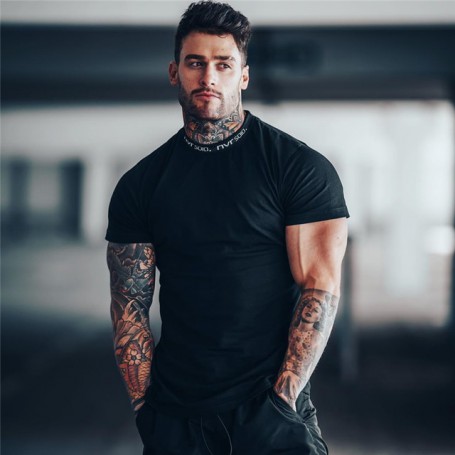 Gyms T-shirt Men Short sleeve Cotton T-shirt Casual Slim t shirt Male Fitness Bodybuilding Workout Tee Tops Summer clothing