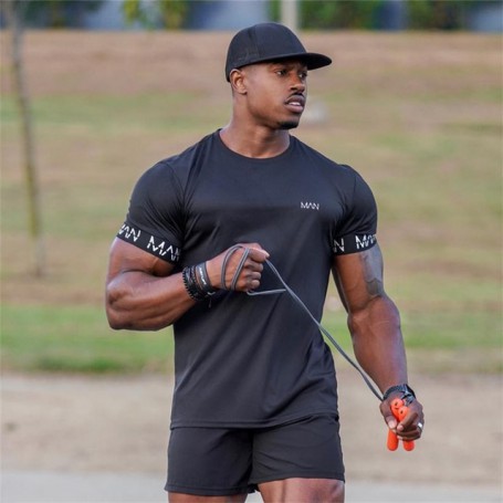 Shirt Men Short Sleeve Workout Gym T-Shirt Cotton Running Fitness Tops Streetwear Hip-Hop Sport Tees Clothing