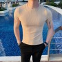 Men's short-sleeved T-shirt new men's fashion casual breathable solid color round neck muscle brothers Golf T-shirt