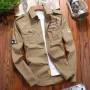 Men's Shirts Military Casual Shirt Cotton Khaki Retro Slim Fit with Pocket Long Sleeve Vintage Jacket Streetwear Drop Shipping