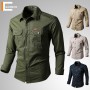 Men's Army Tactical Military Shirts Long Sleeve Mens Soldiers Combat Shirts Slim Fit Single Breasted Breathable Cotton Tops 6XL