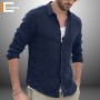 Cotton Linen Men's  Shirt Solid Tops Pullover V Neck Lace-up Loose Top Autumn Spring Holiday Beach Casual Long Sleeve Tops