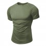 New Men's T-shirt Slim Fit O-neck Pleated Short Sleeve Muscle Fitness Casual Hip Hop Fashion Summer Basic T-shirt Workout Tops