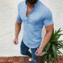 Men Linen Shirts Summer Short Sleeve Breathable Men's Baggy Casual Shirts Slim Fit Solid Cotton Shirts Mens Pullover Tops Blouse