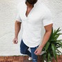 Men Linen Shirts Summer Short Sleeve Breathable Men's Baggy Casual Shirts Slim Fit Solid Cotton Shirts Mens Pullover Tops Blouse