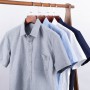 Men's Casual Dress Short Sleeved Shirt Summer White Blue Pink Stretch Regular Fit Non-Iron Solid Color Office Party Wedding Tops