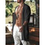 Men Shirt Tassel Open Stitch Short Sleeve Streetwear Long Style Cardigan Solid Color Casual Outerwear 5XL INCERUN 7