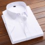 Non-iron Bamboo Fiber Casual Pure Color Professional White Shirt Wear Fashion Work Slim Daily Mens Button Up Shirt Short Sleeve