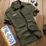 Military Shirt Men Tactics Short Sleeve Summer Tops Solid Green High Quality 100% Cotton Pocket 6XL Plus Size Man Clothes