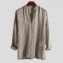 Fashion Vintage Cotton Linen Shirt Men Casual Long Sleeve Oversize Tops Camisa V Neck Boho Style Mens Shirts Plus Size Tees