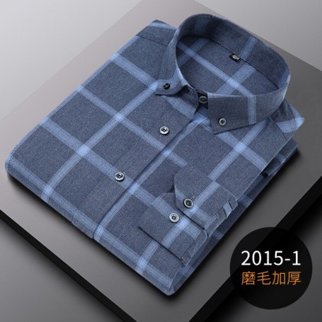 Plaid Shirt Striped Bamboo Fiber Longsleeved Shirt Men Sanded Anti-pilling Business Formal Work Shirt Skin-friendly Anti-wrinkle