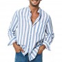 Fashion Men's Casual Luxury Shirts Long Sleeve Hawaiian Shirts Summer New Men's Retro Striped Shirts