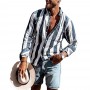 Fashion Men's Casual Luxury Shirts Long Sleeve Hawaiian Shirts Summer New Men's Retro Striped Shirts